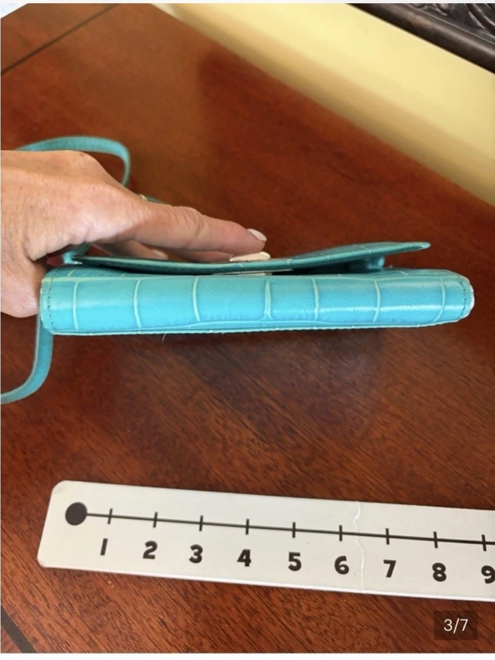 Brighton Turquoise Croc-Embossed Crossbody with Silver-Tone Turn Lock - Picture 5 of 8